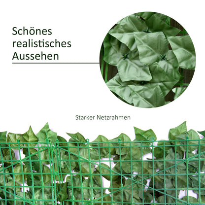 Outsunny Künstlicher Hecken Sichtschutz, UV Geschützt Sichtschutz, Grün Balkon Sichtschutz, Zaun Sichtschutzgitter mit Blättern, Hecken Zaun, WandKünstliche 300 x 100 cm für Garten Hochzeit