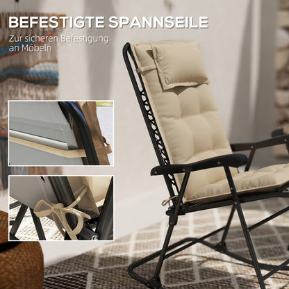 Outsunny 2er Set Auflage für Sonnenliege Wasserabweisend Liegenauflage für Gartenliege Polsterauflage 50x116x5 cm, Beige