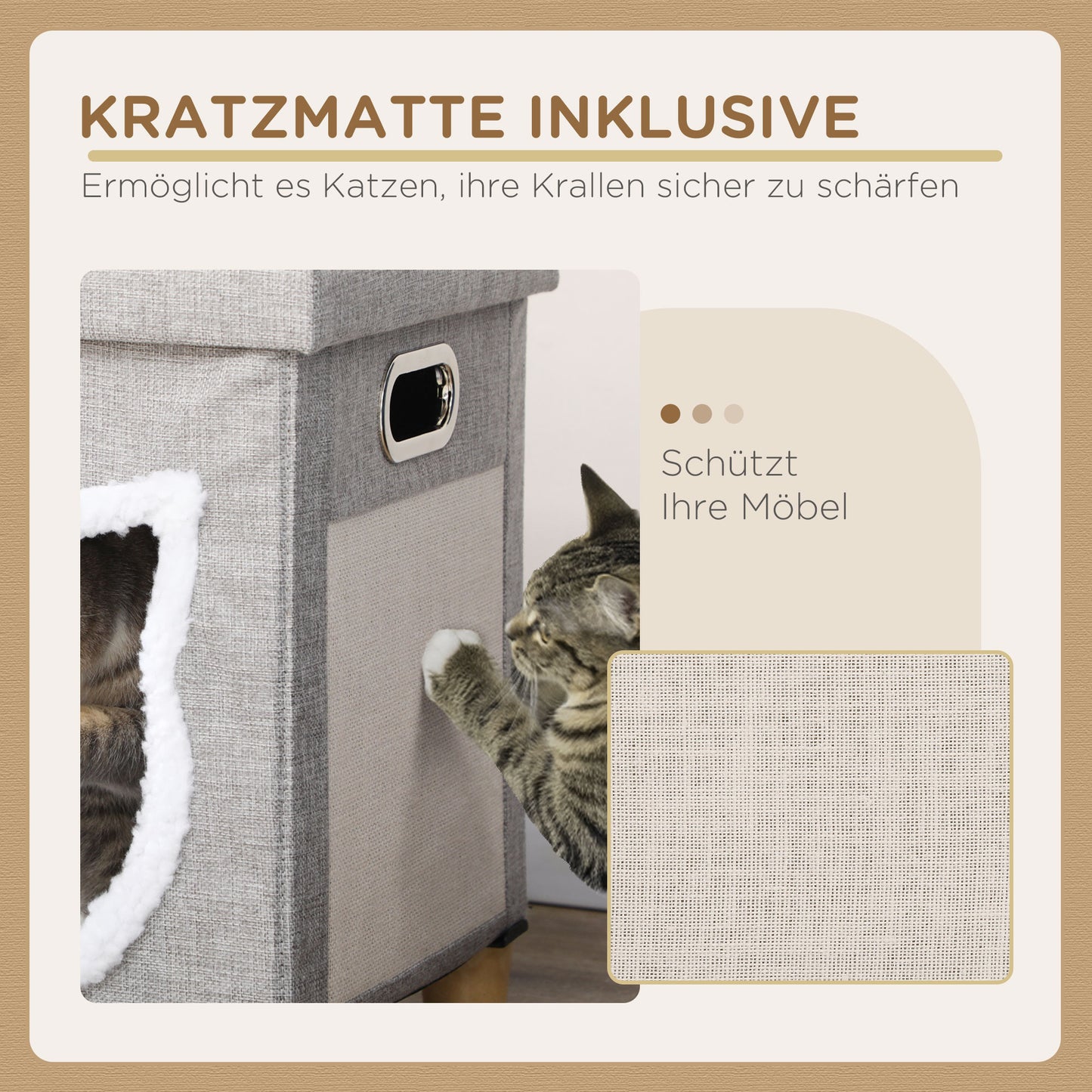 PawHut Katzenhöhle, Katzenhaus, inkl. Spielball, waschbares Kissen, 35,5 cm x 35,5 cm x 42,5 cm