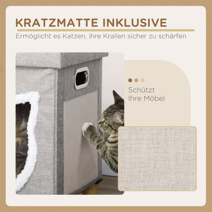 PawHut Katzenhöhle, Katzenhaus, inkl. Spielball, waschbares Kissen, 35,5 cm x 35,5 cm x 42,5 cm