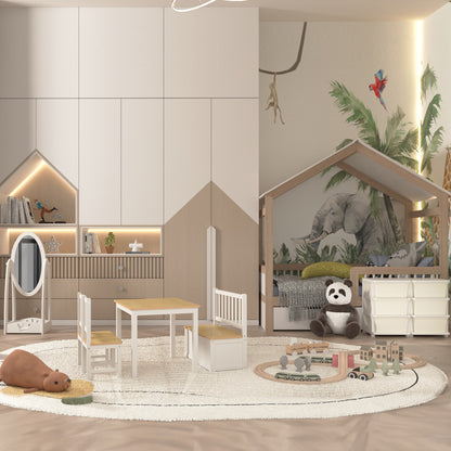 HOMCOM Aufbewahrungsbox für Kinder, Kinder-Aufbewahrungsbox, 3 Schubladen, Weiß