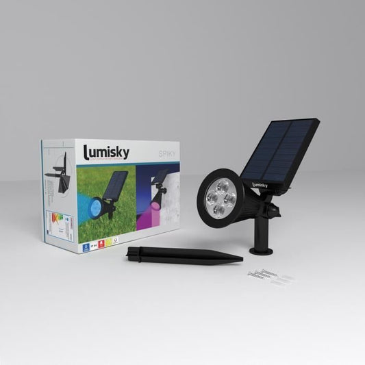 Lumisky pack of 2 Waterdown Outdoor Solar Spots - 4 colorful LEDs - 200 LM - Pivoting head at 90 ° C