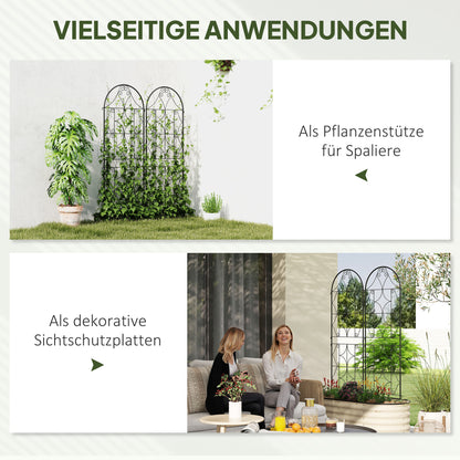 Outsunny Rankgitter Metall 2er Set zum Stecken rostfrei Rankhilfe für Kletterpflanzen 50x150 cm Schwarz