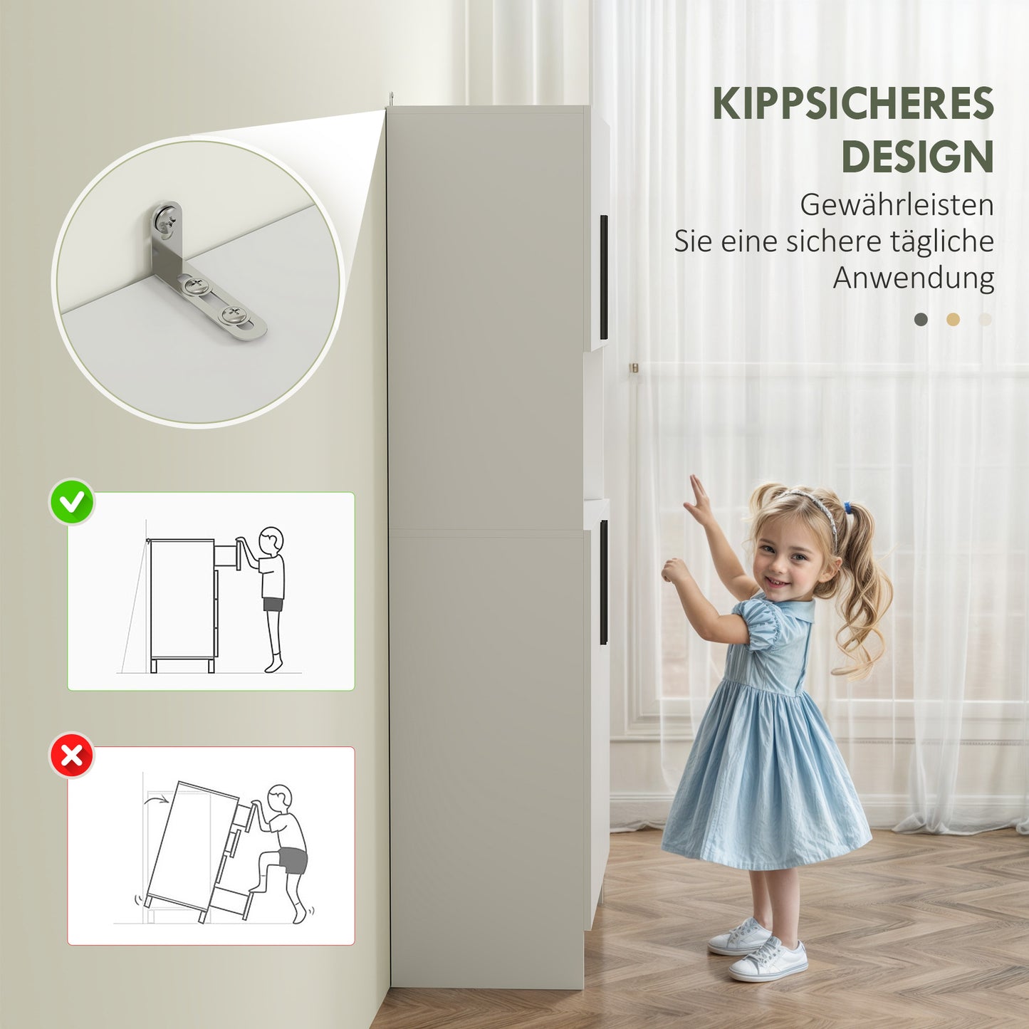 HOMCOM Küchenschrank, Vorratsschrank für Küche, Wohnzimmer, Esszimmer, Schränke, Regale, Mikrowellenablage, Spanplatte, Weiß