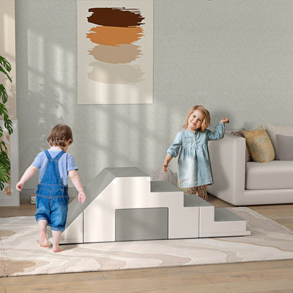 HOMCOM Kletter- und Rutschspielzeug für Kinder, fördert Motorik, Kunstleder, EPE-Schaum, 86x49x47 cm, Grau