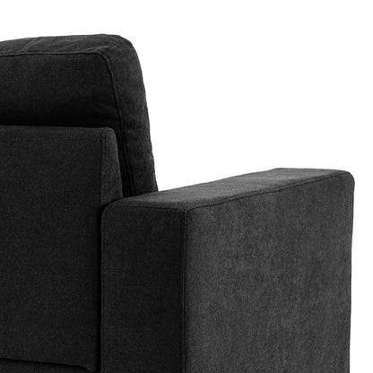 HOMCOM 3-Sitzer-Sofa Sofa Couch Ecksofa, mit Chaiselongue, Knopfheftung, 193 x136 x 85 cm, Schwarz