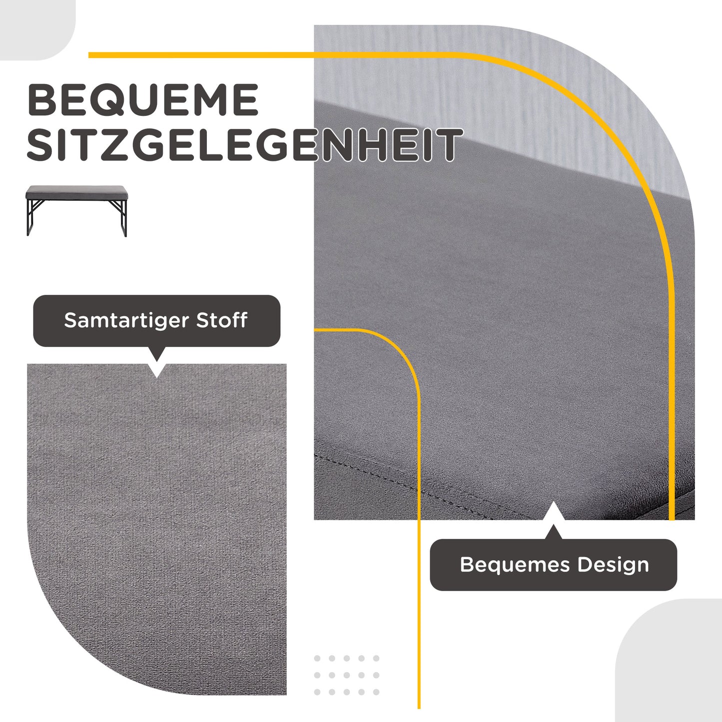 HOMCOM Sitzbank mit Polsterauflage, Schuhbank, Flurbank, inkl. Polster, Dunkelgrau + Schwarz