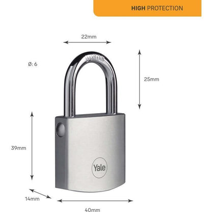 Brass padlock - YALE - Y120B/125/1/40 - High weather resistance