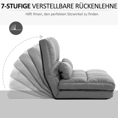 HOMCOM Bodenstuhl Bodensessel mit Liegefunktion Verstellbarer Rückenlehne Sitzkissen Relaxsessel zum Fernsehen, Lesen Meditationsstuhl Lazy Sofa Lesesessel für Meditation Yoga Büro Grau