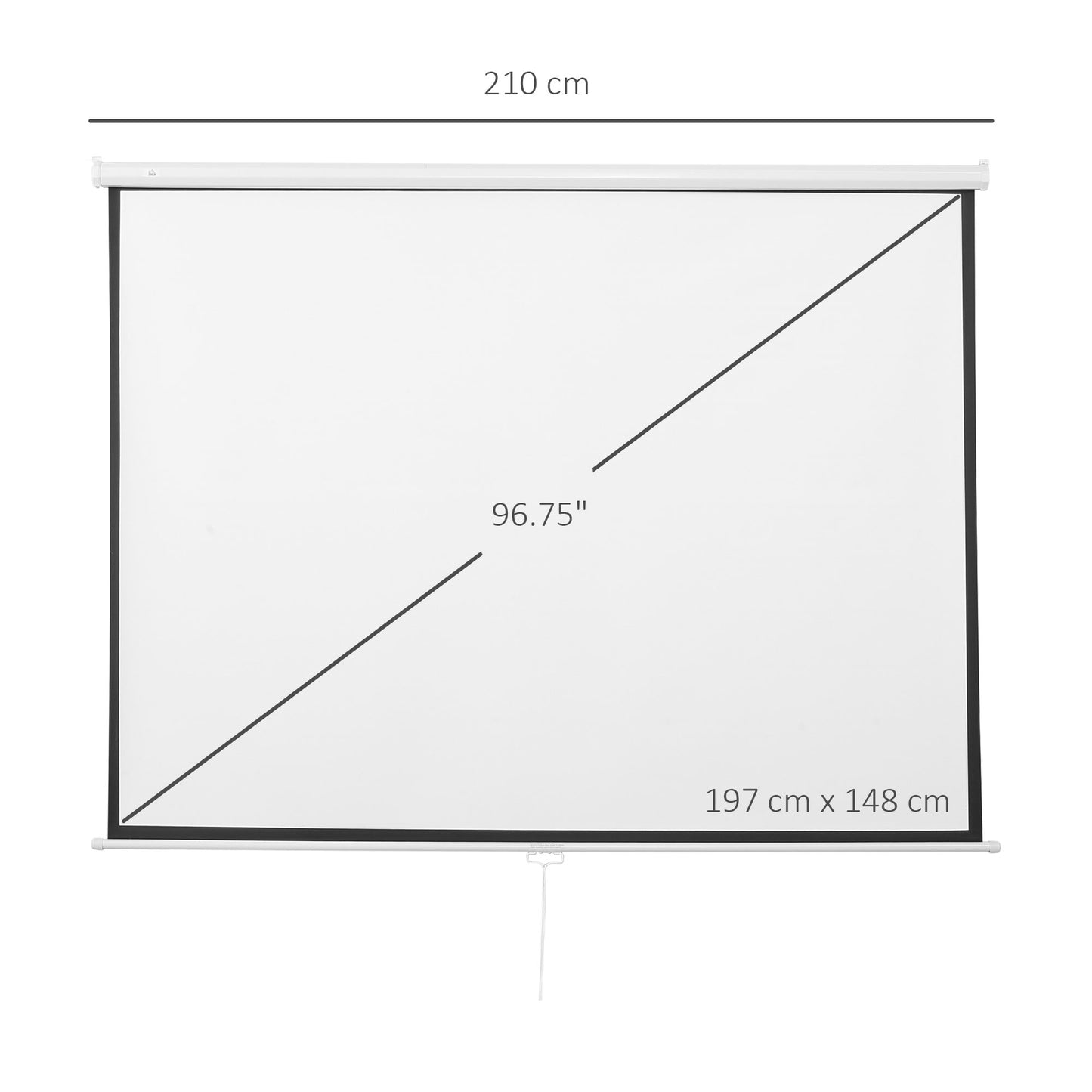 HOMCOM Beamer Leinwand 203 x 152 cm 100 Zoll 4:3/ 16:9 Projektionsleinwand Manuell für Heimkino