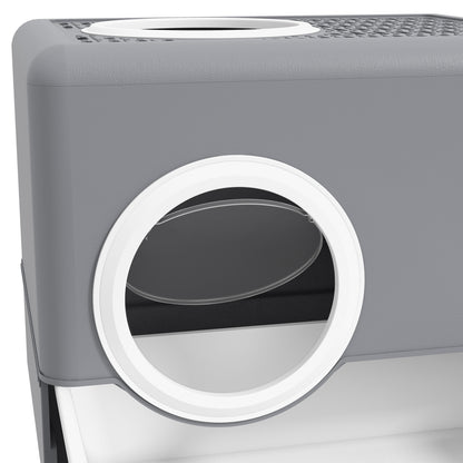 PawHut Katzentoilette Katzenklo, 2 Ausgänge, herausnehmbare Bodenwanne, 52 x 41 x 38, 5 cm, Grau