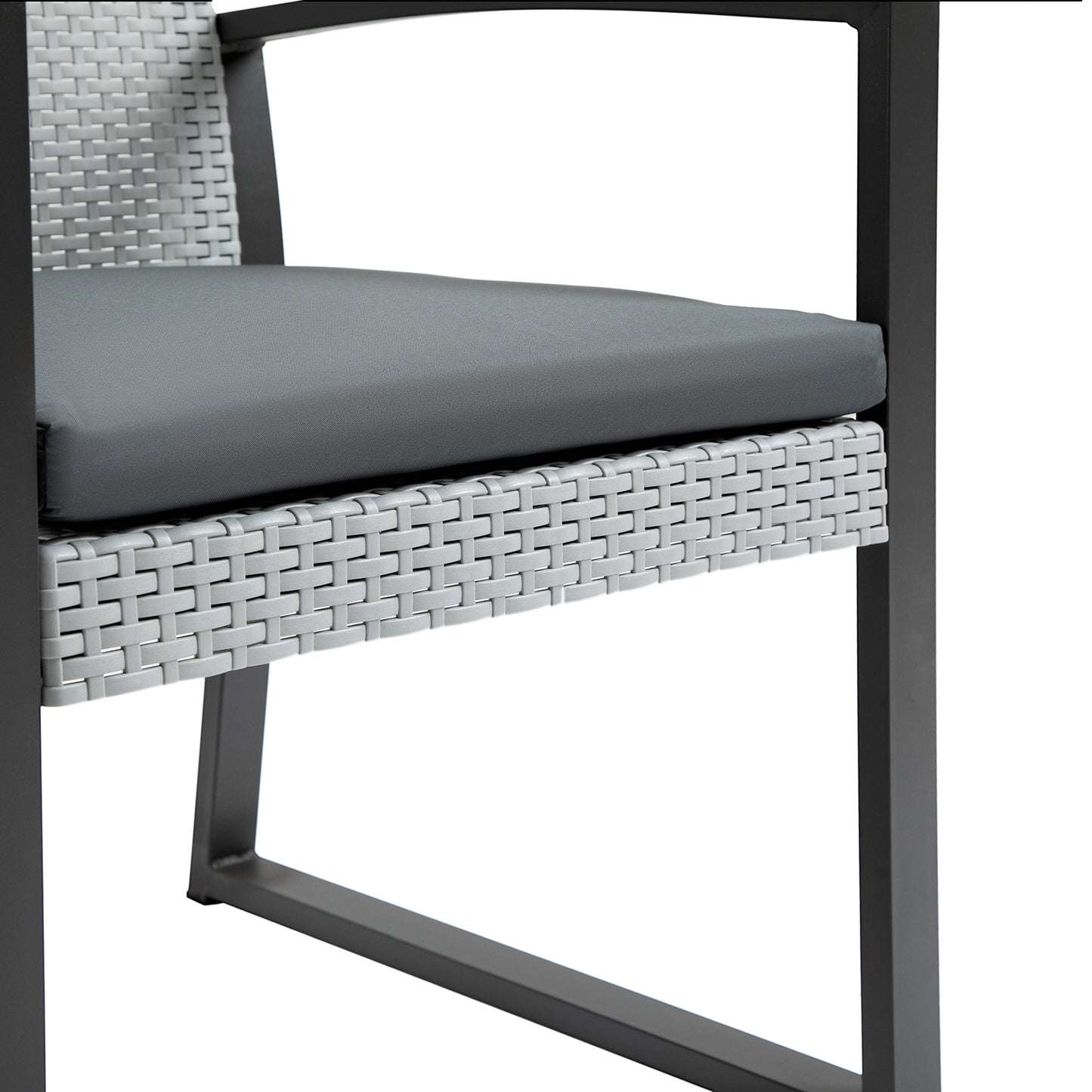 Outsunny Polyrattan Sitzgruppe für 2 Personen Balkonmöbel Set mit Beistelltisch mit Sitzkissen Stahl Schwarz+Grau