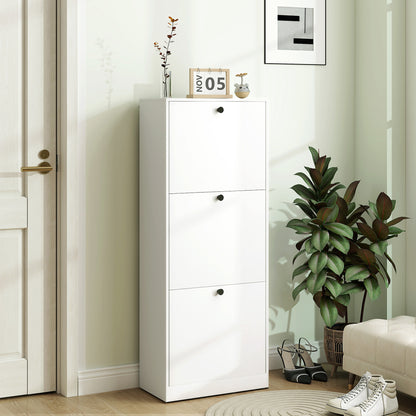 HOMCOM Schuhschrank, 3 Schubladen, für bis zu 12 Paar Schuhe, Spanplatte, Weiß