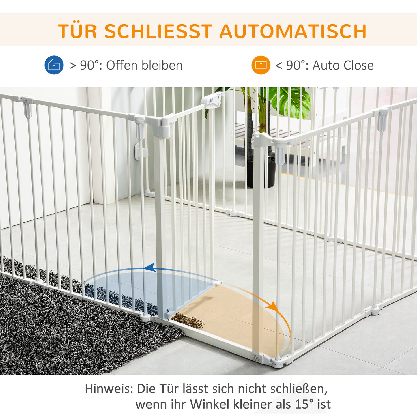 PawHut Welpenauslauf Freigehege für Hund Schutzgitter mit Tür Kaminschutzgitter flexibel klappbar 8 Paneler är 60 x 76 cm Vit