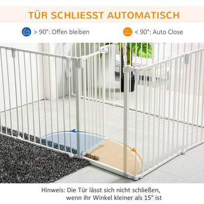 PawHut Welpenauslauf Freigehege für Hund Schutzgitter mit Tür Kaminschutzgitter flexibel klappbar 8 Paneler är 60 x 76 cm Vit