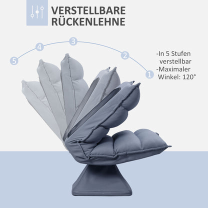 HOMCOM Sessel, drehbar, neigbare Rücklehne, Lederoptik, Stahlrahmen, grau, 62 x 70 x 95 cm