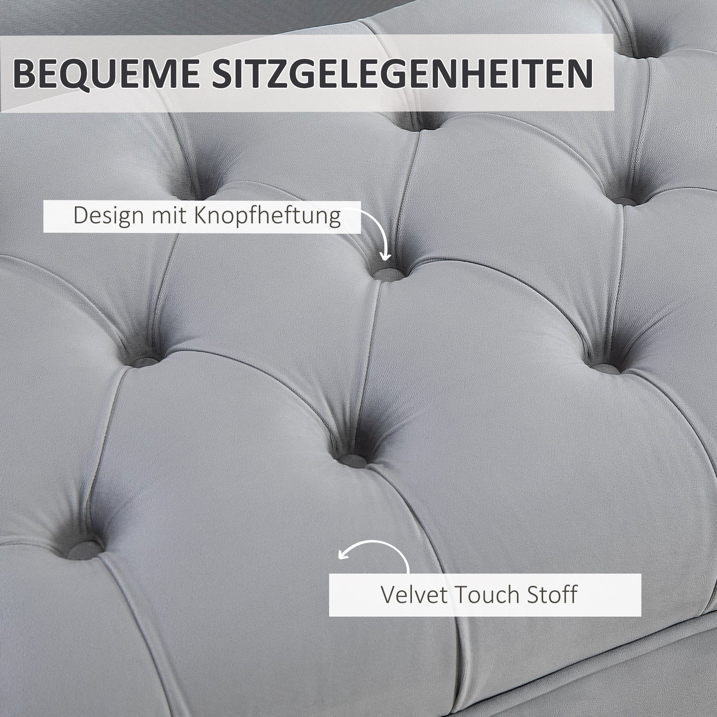 HOMCOM Sitzbank Bettbank Schuhbank mit erhöhten Beine Schlafzimmer Samt Hellgrau