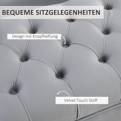 HOMCOM Sitzbank Bettbank Schuhbank mit erhöhten Beine Schlafzimmer Samt Hellgrau