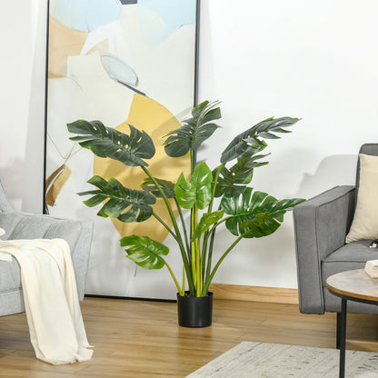 HOMCOM künstliche Pflanzen 110 cm künstlicher Monstera Kunstpflanzen im Topf Kunstbaum Zimmerpflanze Dekopflanze Büropflanze Kunststofftopf für drinnen und draußen