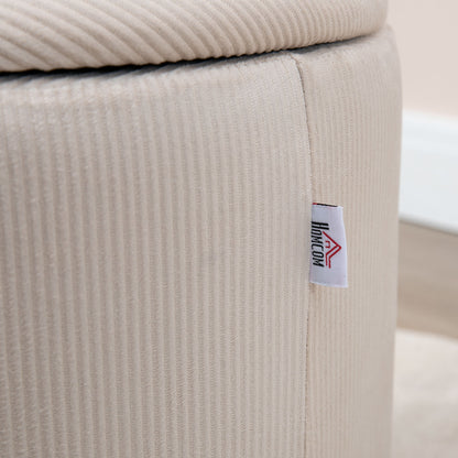 HOMCOM Hocker Ottomane, Zweier-Set, mit Stauraum, weiche Polsterung, Bezug in Cordoptik, Cremeweiß, 40 x 40 x 41cm