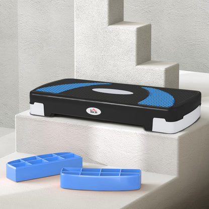 HOMCOM Aerobic-Stepper 3-stufig höhenverstellbar 80 x 31 x 20 cm Schwarz+Hellblau+Grau