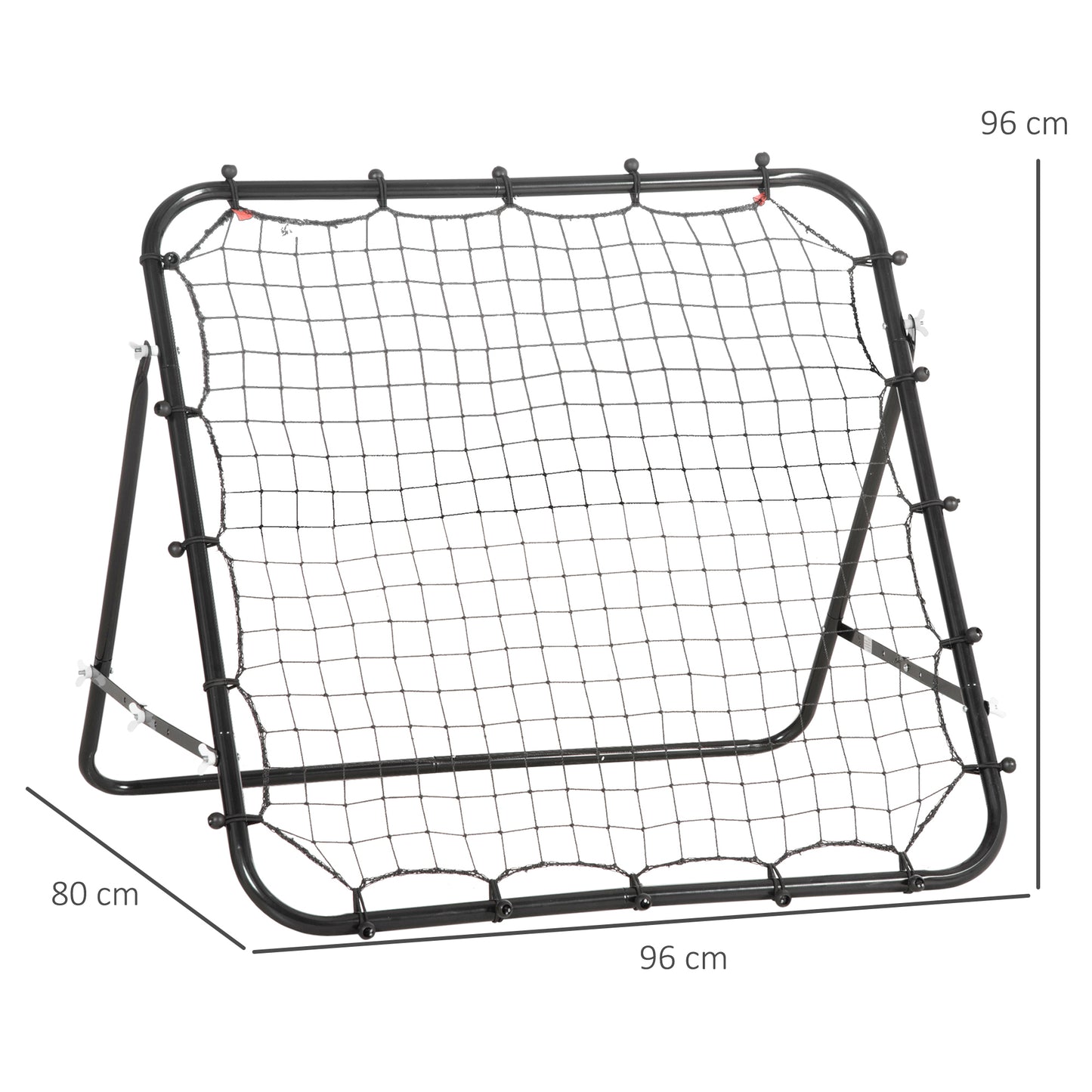 HOMCOM Rebounder für Fußball, 84 x 84 cm Fussball Rebounder mit stufenlos verstellbarem Winkel, Kickback Rückprallwand Fußballtor für Jugendliche Schuss-, Pass- und Ballannahmetraining Schwarz