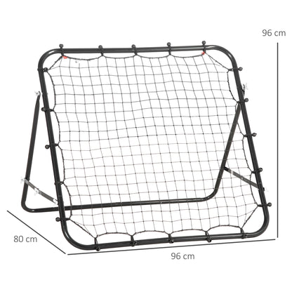 HOMCOM Rebounder für Fußball, 84 x 84 cm Fussball Rebounder mit stufenlos verstellbarem Winkel, Kickback Rückprallwand Fußballtor für Jugendliche Schuss-, Pass- und Ballannahmetraining Schwarz