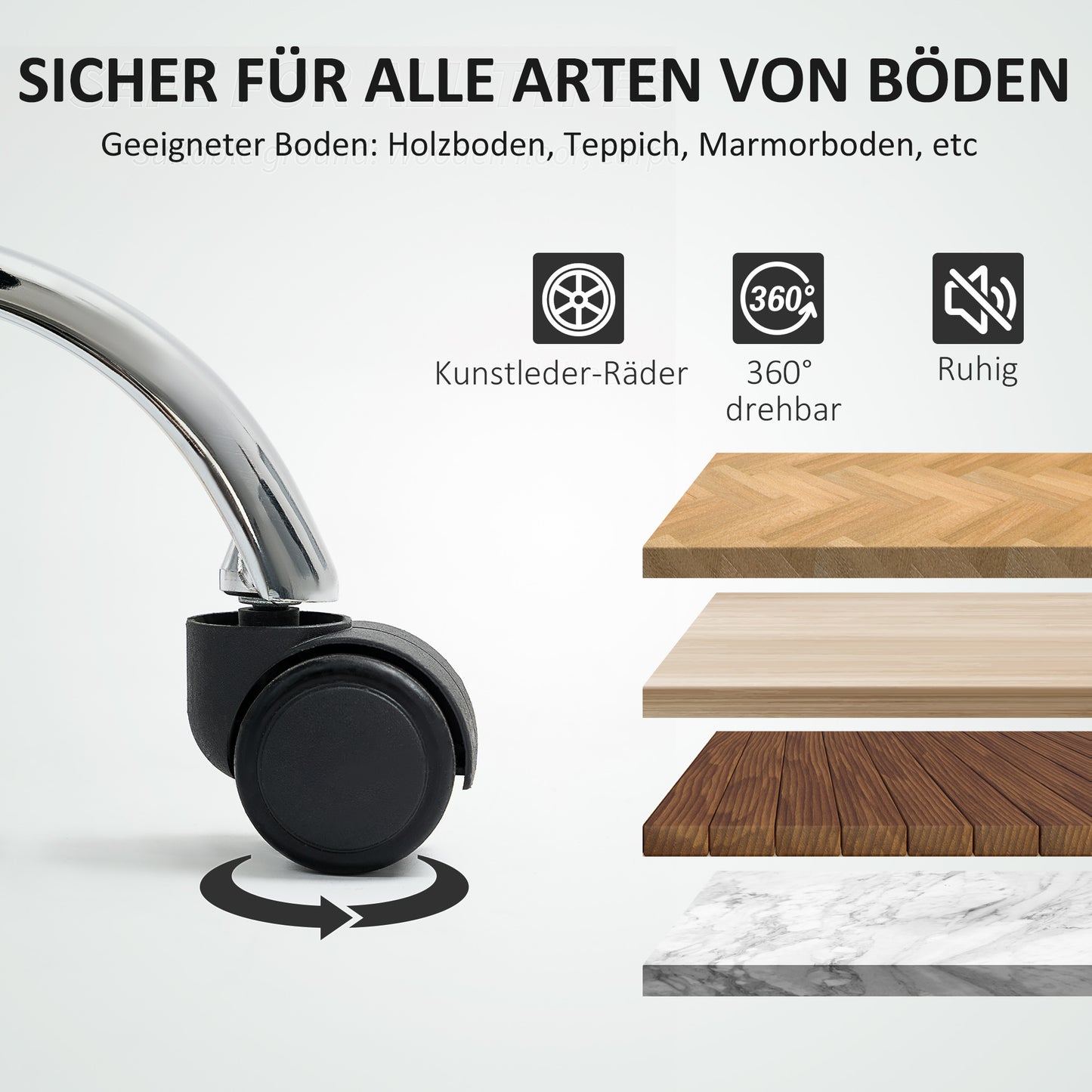 HOMCOM Bürostuhl, Drehstuhl, drehbarer Schreibtischstuhl, verstellbar, rollbar, Schwarz