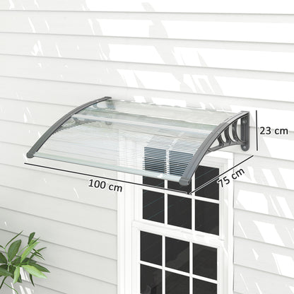 Outsunny Vordach, Haustürvordach, Überdachung für Eingänge und Fenster, 100L x 75B x 23H cm, Silber