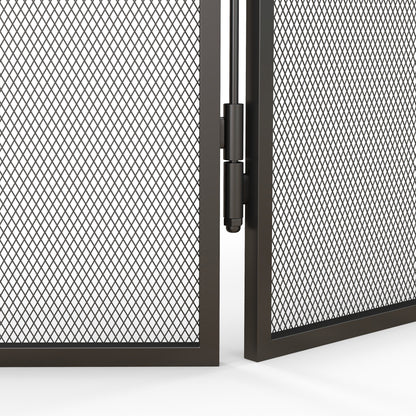 HOMCOM Funkenschutz für Kamine, klappbar, Metall, 96 x 1,3 x 56 cm, Schwarz