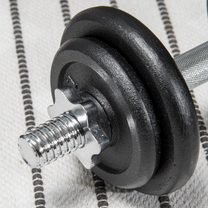 HOMCOM Kurzhantel, Langhantel, 2-in-1, 20 kg, 8 Hantelscheiben, rostfrei, Eisen, schwarz, 95 x 16 x 16Hcm