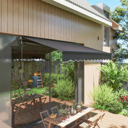 Outsunny Klemmmarkise mit Handkurbel elektrisch höhenverstellbar Gelenkarmmarkise 300 cm breit Dunkelgrau