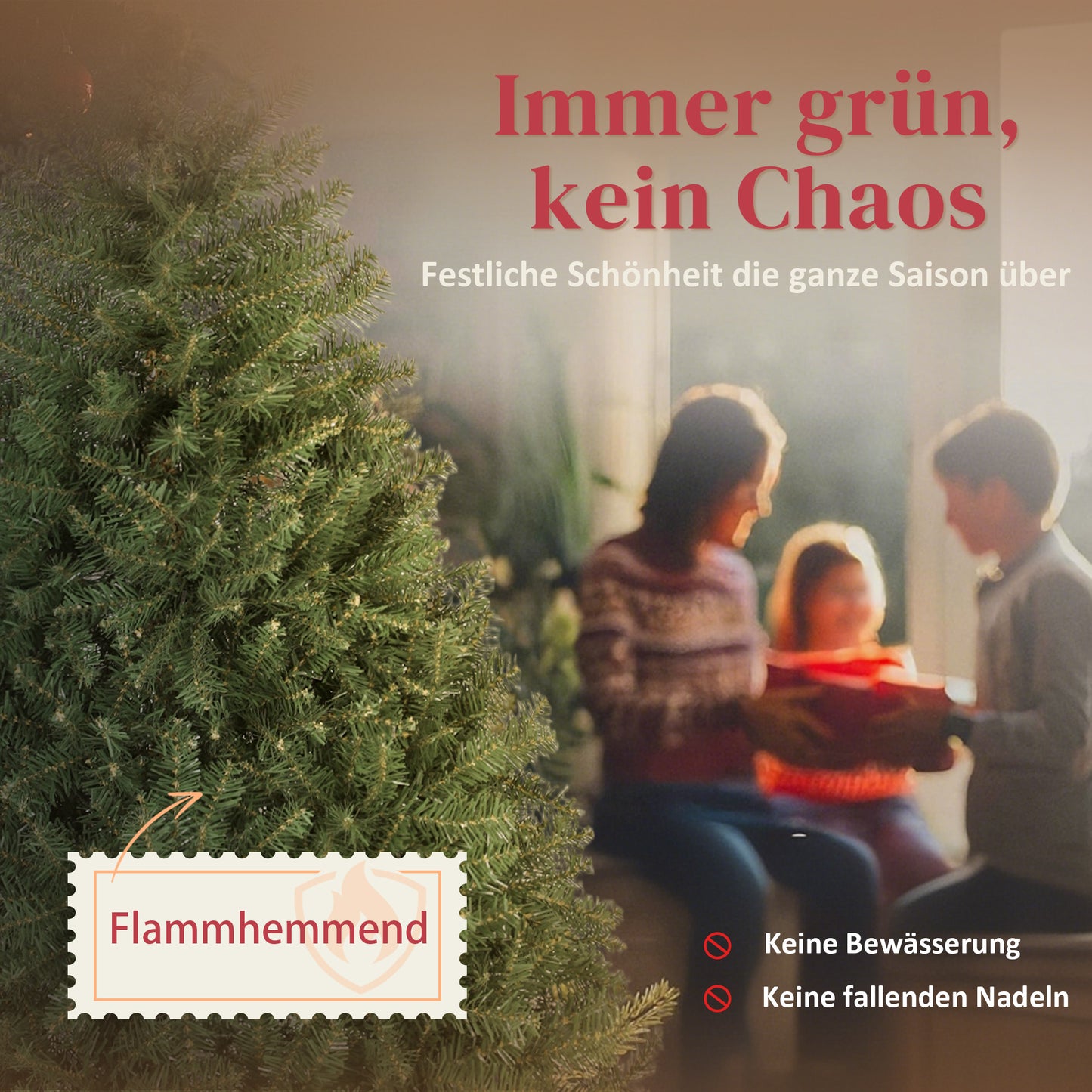 HOMCOM Künstlicher Weihnachtsbaum, 150 cm, klappbare Äste, Metallständer, vielseitig, Grün