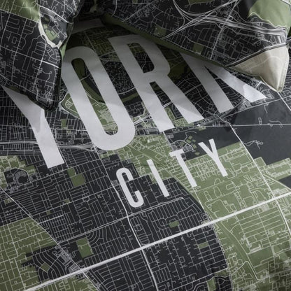 Bedding set - TODAY - JAVA - 2 people - 240x220 cm - Cotton - New York print - Green