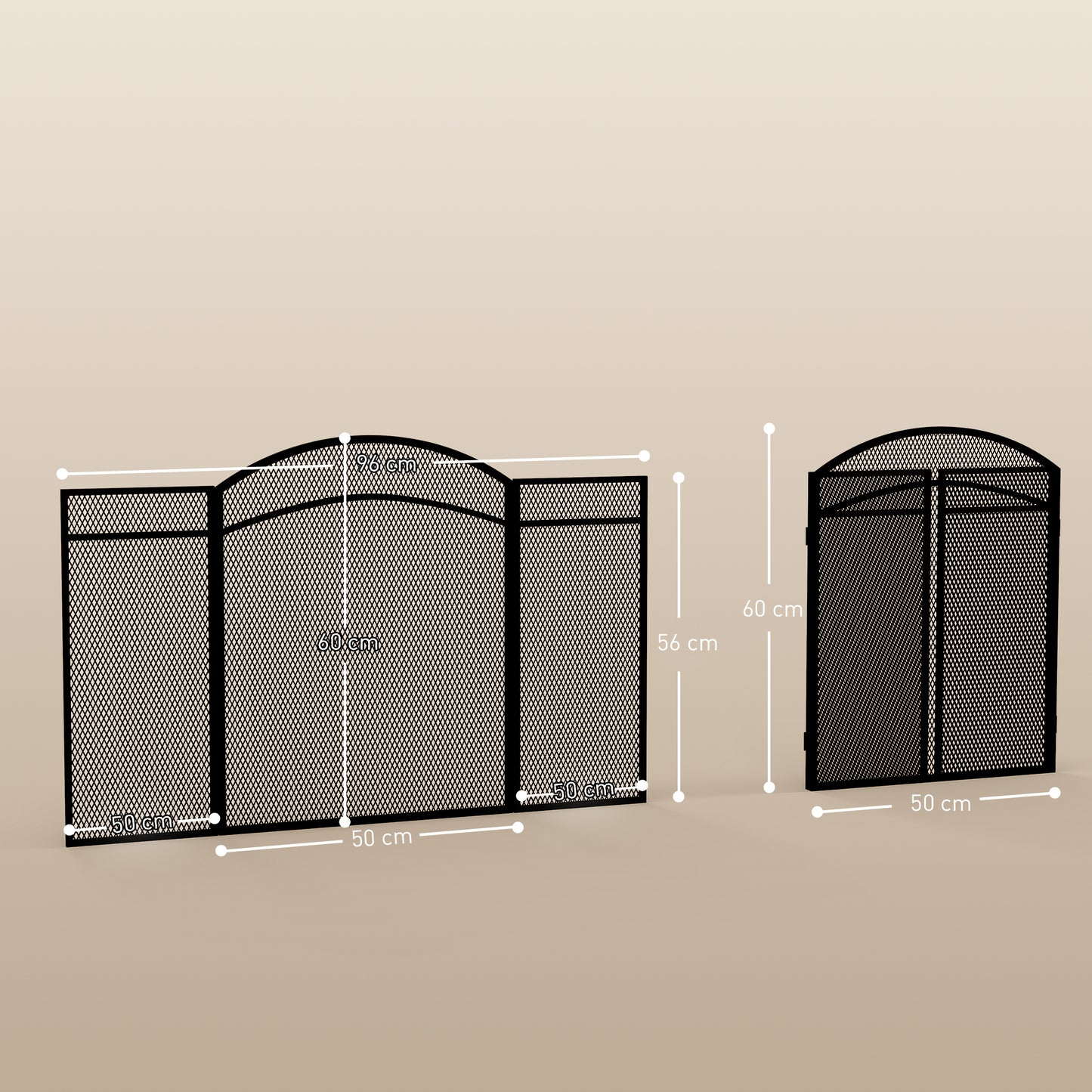 HOMCOM Funkenschutz für Kamine, eleganter Funkenfänger, faltbar, beschichtet, Schwarz, 96 x 60 cm