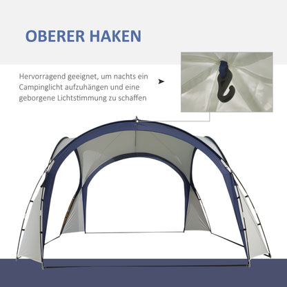 Outsunny Kuppelzelt für 6-8 Personen, Pavillon, Schutz vor Sonne und Nieselregen, 3,5 x 3,5 x 2,22 m, Cremeweiß