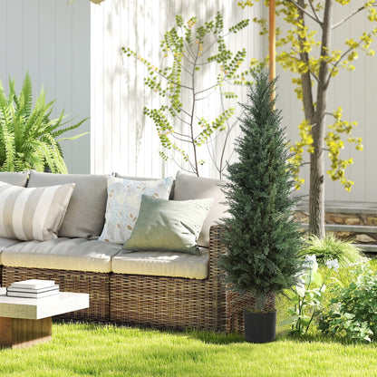 HOMCOM Zypressen-Kunstpflanze, 638 Kunststoff-Blätter, mit Topf, UV-beständig, Grün