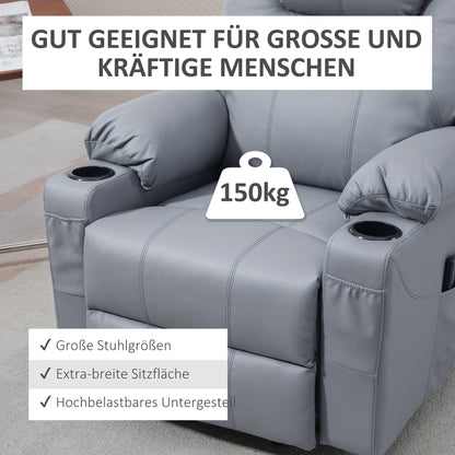 HOMCOM Massagesessel Aufstehhilfe Seniorensessel, 8 Massagemodi, neigbare Rückenlehne, 88c m x 99 cm x 106 cm,Grau