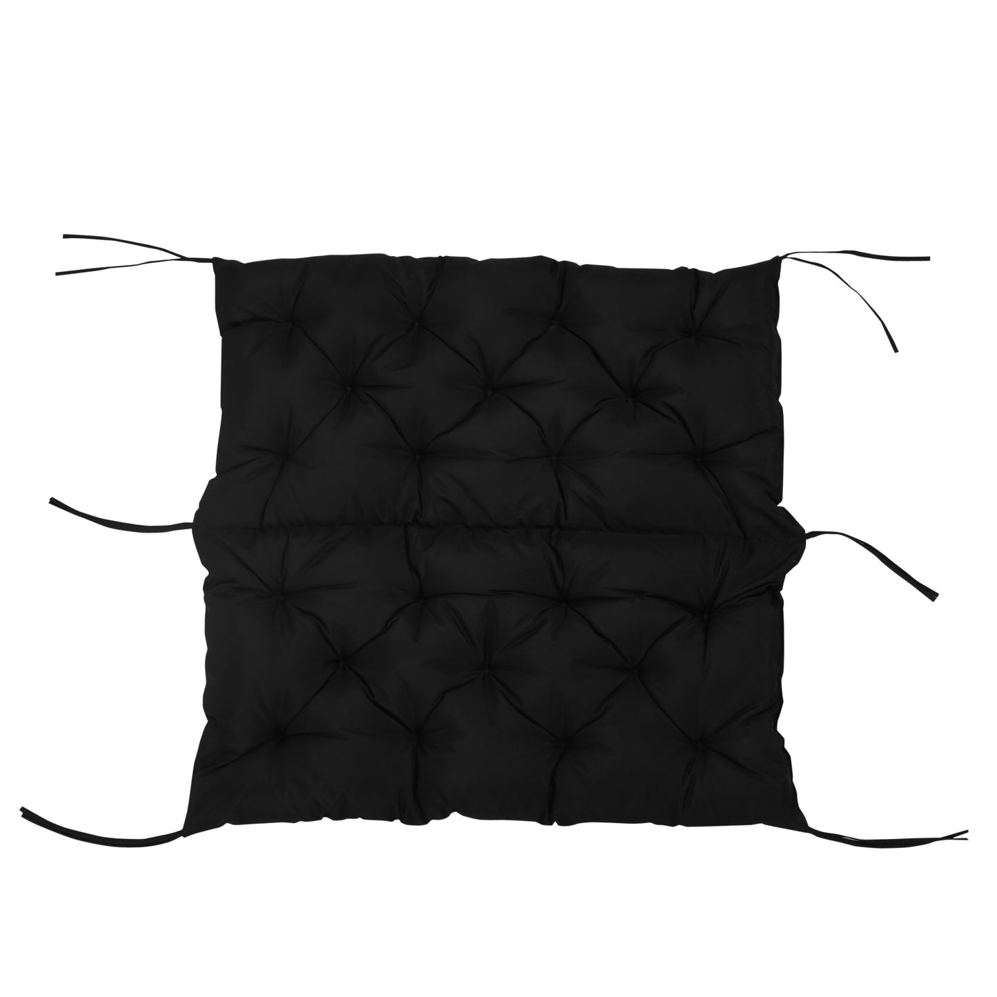 Outsunny 3 Sitzer Bankauflage 100x98x8 cm Bankkissen mit Bändern, Bankpolster für Gartenmöbel Hollywoodschaukel, Schwarz