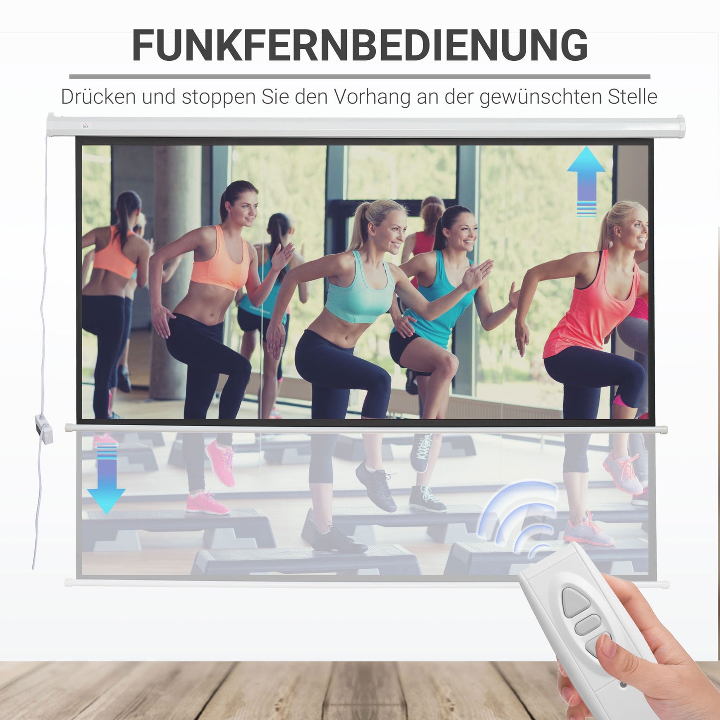 HOMCOM Beamer-Leinwand, inkl. Fernbedienung, 84 Zoll, 4:3 Format, 171x130 cm, Weiß