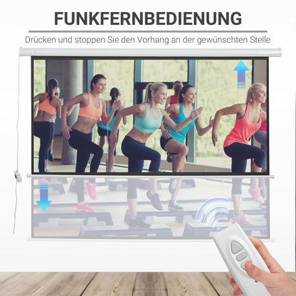 HOMCOM Beamer-Leinwand, inkl. Fernbedienung, 84 Zoll, 4:3 Format, 171x130 cm, Weiß