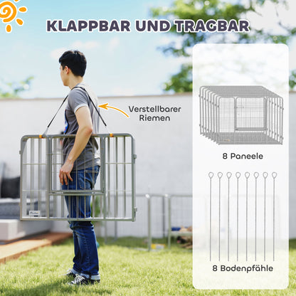 PawHut Haustiergehege, Hundezaun, Haustierspielplatz, flexibel anpassbar, rostfreier Stahl