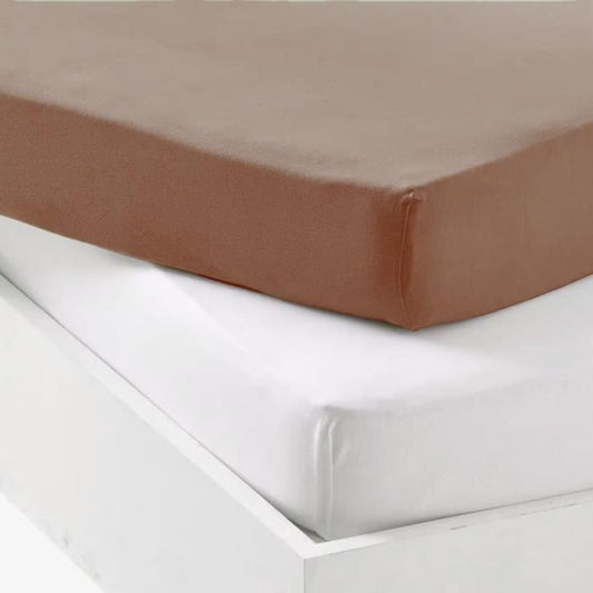 Set of 2 fitted sheets - P'TIT DODO - Jersey - 70 x 140 cm - White / Brown