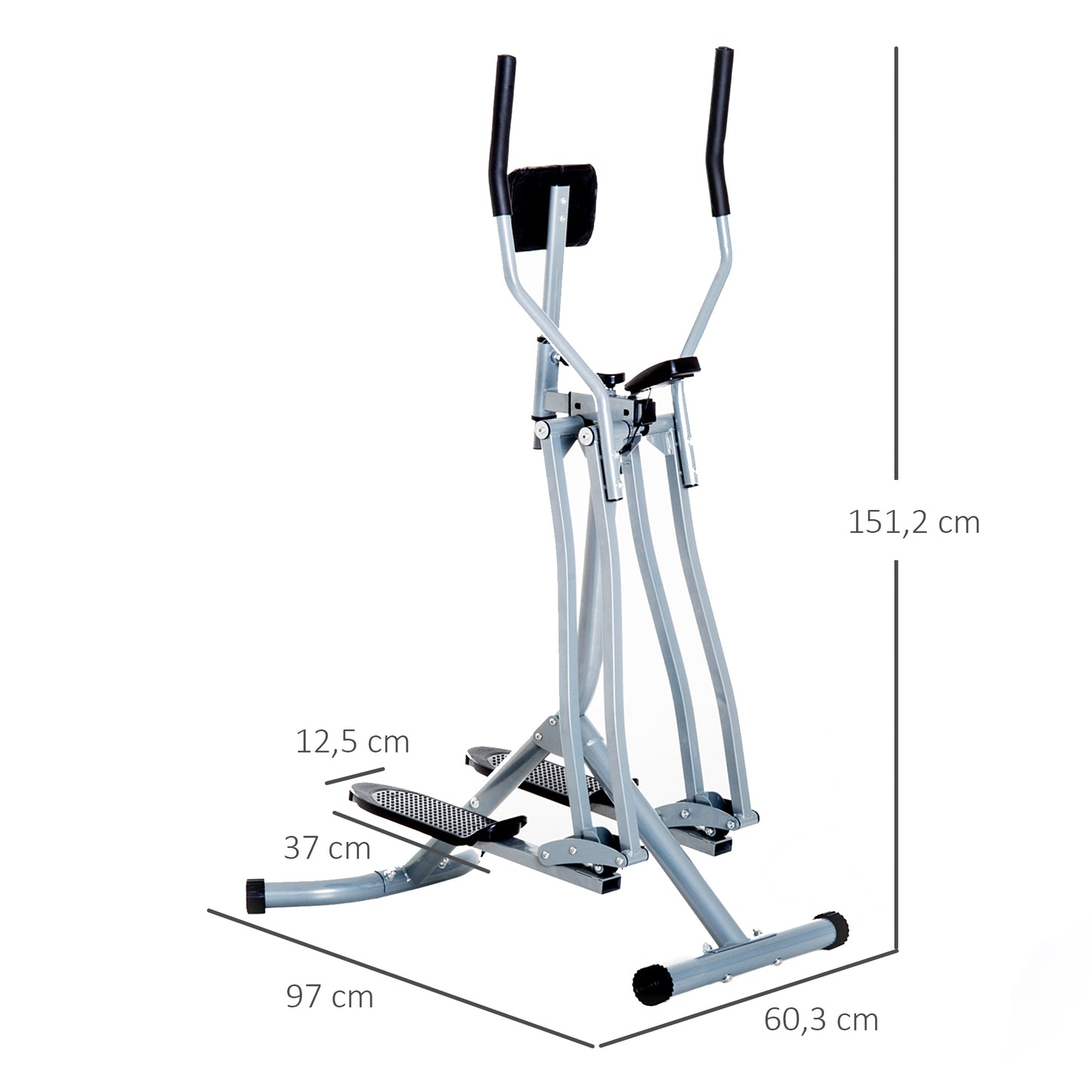 HOMCOM Crosstrainer, Heimtrainer, LCD-Display, einstellbares Brustpolster, Stahl, Silber, 96 x 60 x 152cm