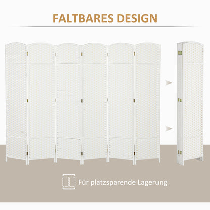 HOMCOM 6-teiliger Raumtrenner, Faltbarer Sichtschutz, Sichtschutzwand für Wohnzimmer, Schlafzimmer, Homeoffice, Weiß