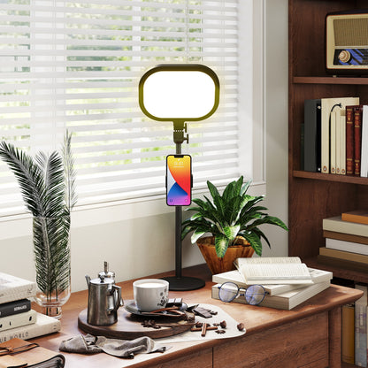 HOMCOM LED-Nachttischlampe, 10 Dimmstufen, 5 Farben, Speicherfunktion, Metall, Schwarz