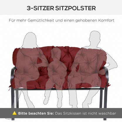 Outsunny Sitzpolster für Bänke, Bankpolster mit Befestigungsbändern, für bis zu 3 Personen, Schaumstoff-Füllung, Sitzpolste