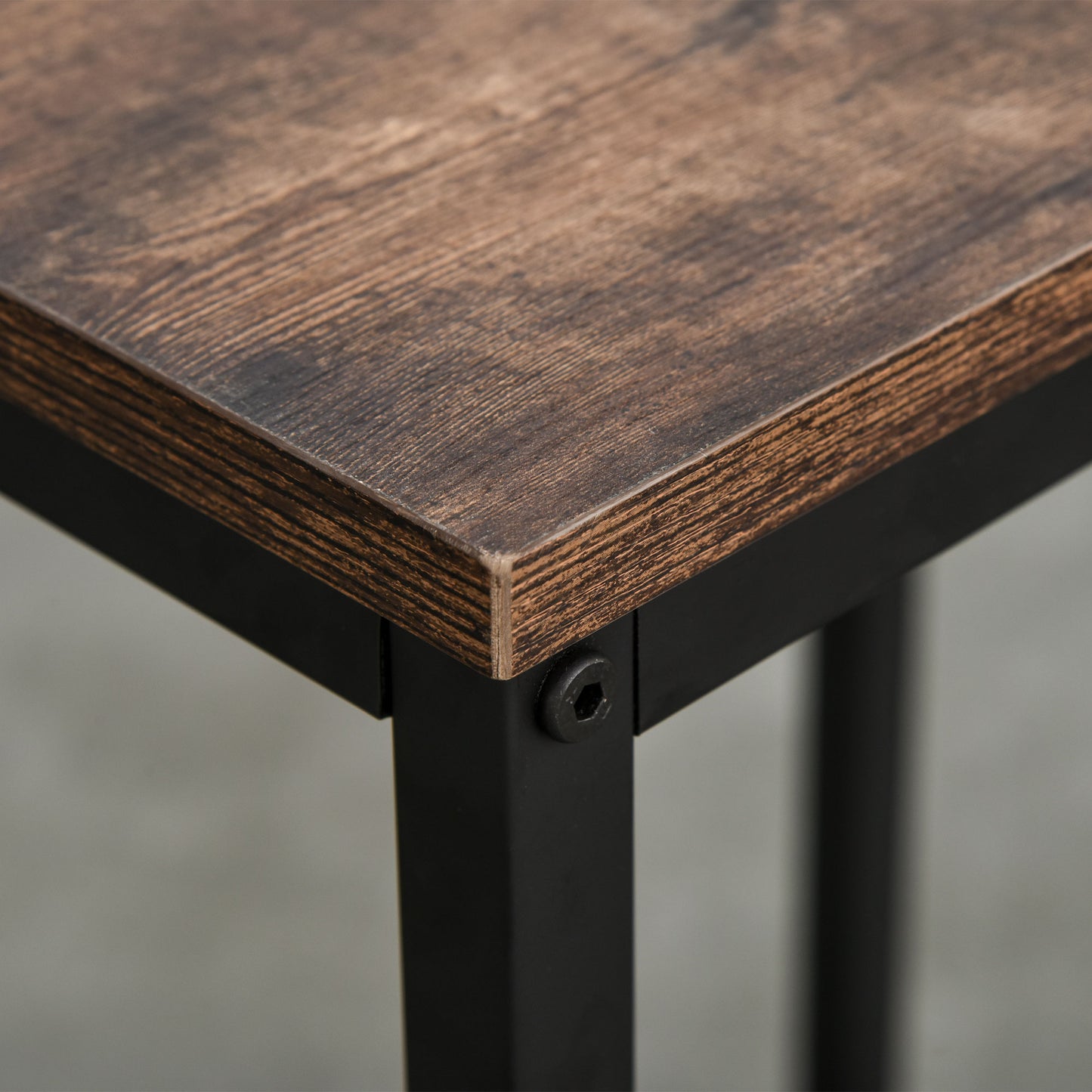 HOMCOM Bartisch-Set Stehtisch mit 2 Barhockern Essgruppe 3-teiliges Tischset Küchentresen mit Regale Spanplatte Stahl Rustikales Braun+Schwarz 109 x 60 x 100 cm