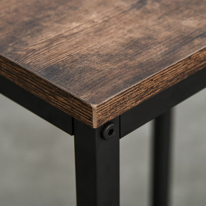 HOMCOM Bartisch-Set Stehtisch mit 2 Barhockern Essgruppe 3-teiliges Tischset Küchentresen mit Regale Spanplatte Stahl Rustikales Braun+Schwarz 109 x 60 x 100 cm