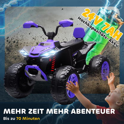 AIYAPLAY Kinder-Elektro-Quad, 24V Elektro-Fahrzeug mit 4 Rädern, Scheinwerfer, USB-Anschluss, MP3-Funktion, 6,5 km/h, 3-8 Jahre